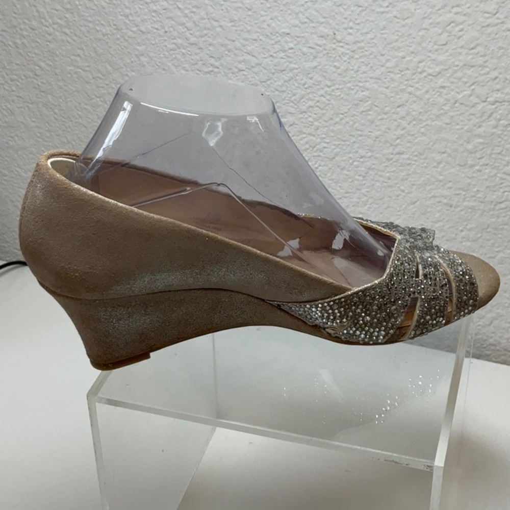 Alex Marie Elegant Champagne Rhinestone Peep-Toe Women's Heel 8.5 - Picture 6 of 10